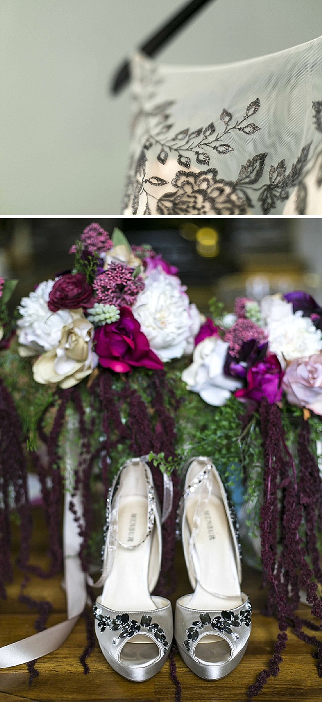 Gorgeous wedding day detail shots of the Bride's dress and shoes!