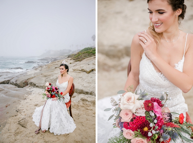 We're crushing on this bride's style and bouquet at this stunning styled wedding!