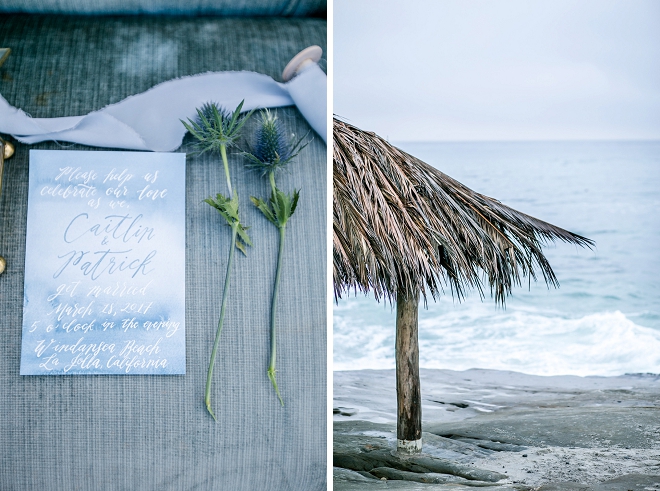 How stunning are these invitations at this styled moody mermaid beach wedding?! LOVE!
