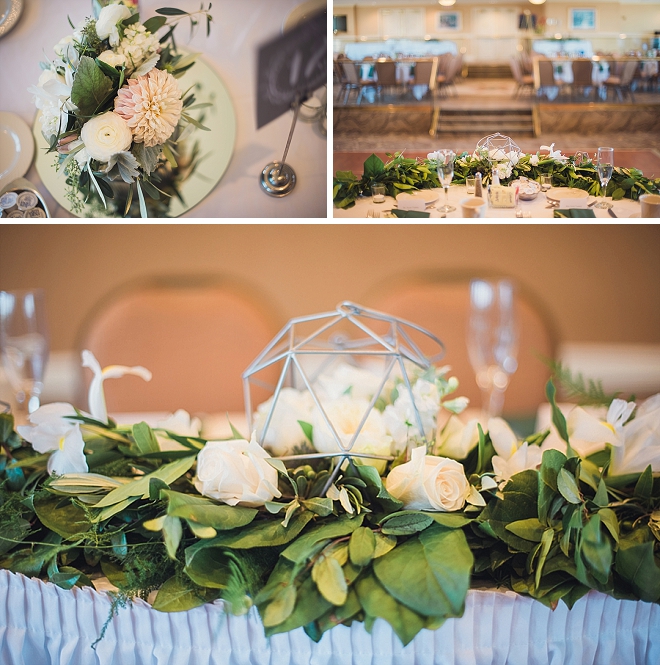 We love the geometric details and florals at this stunning wedding!