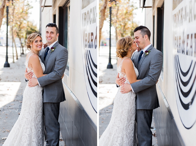 We love these sweet snaps of the Bride and Groom at their modern styled loft wedding!