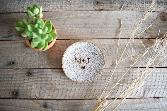 This ring dish is customized, adorable and also made from recycled products!
