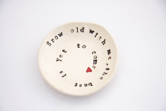 We love this darling handmade clay ring dish with sweet quote!