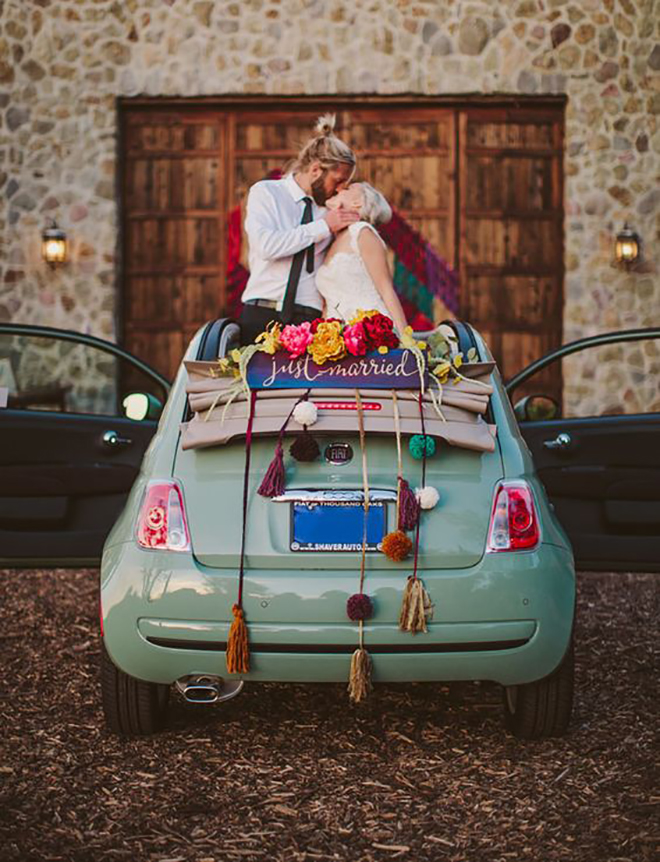 Eclectic and happy getaway car decor