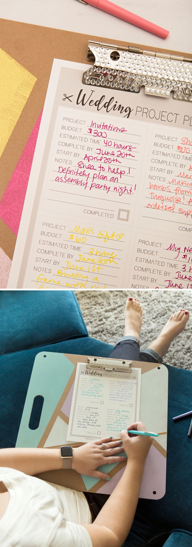Adorable giant wedding planning clipboard