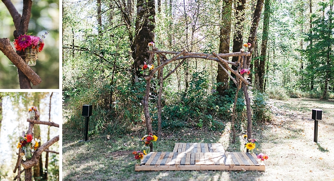 Check out this gorgeous forest ceremony alter!