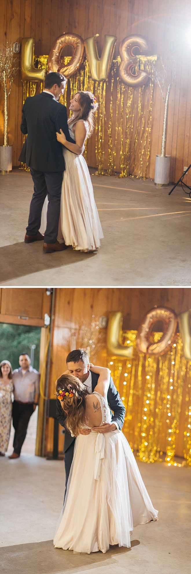 We're loving this first dance as Mr. and Mrs! Check out those love balloons!