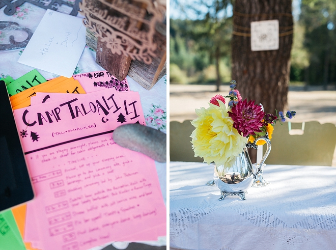 Loving all of the darling details at this couple's darling forest wedding!