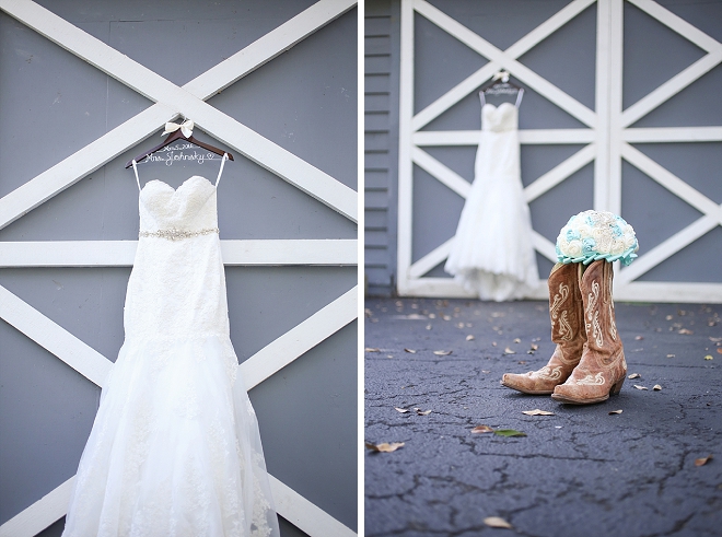 In LOVE with this Bride's cowgirl boots for her wedding shoes!
