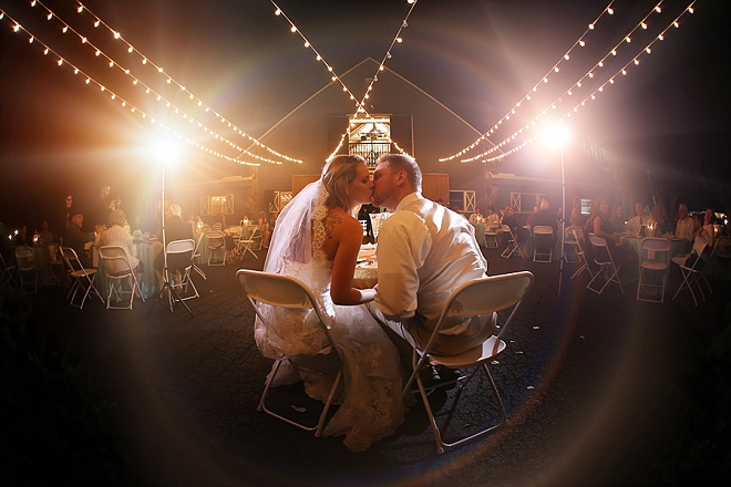 Such a gorgeous snap of the Bride and Groom at their romantic twinkle lit reception!