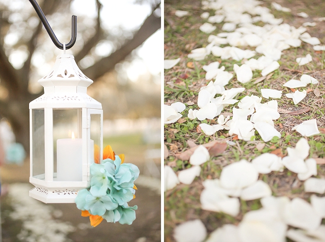 We're swooning over this stunning outdoor ceremony and gorgeous aisle decor!
