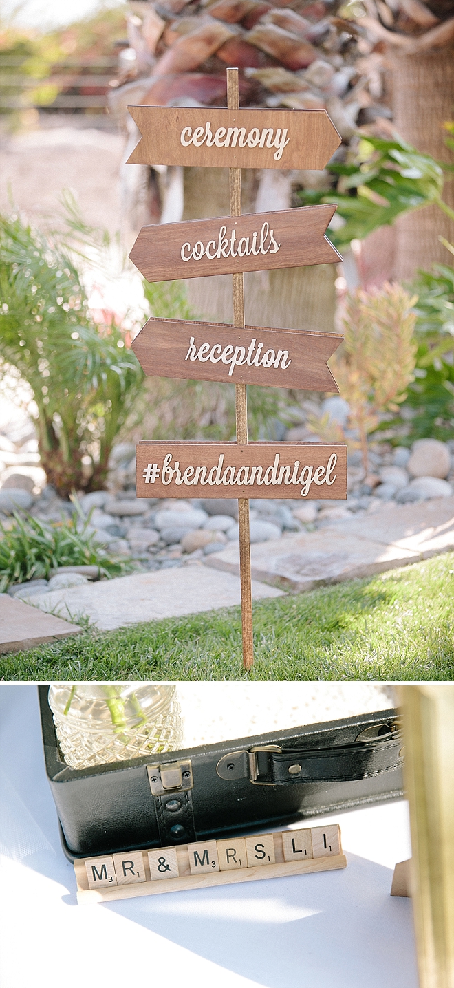 Check out this AMAZING wooden direction signage handmade by the Bride!
