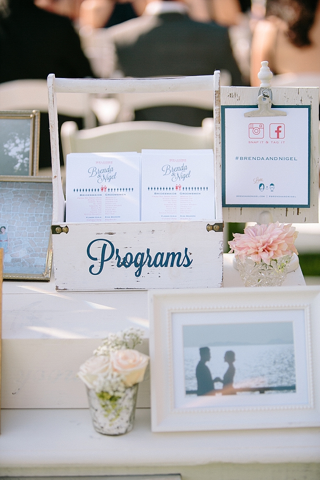 Loving this couple's welcome table at the ceremony!