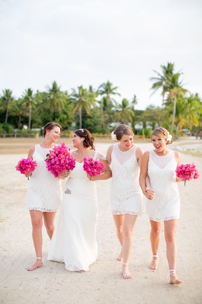 We LOVE these all pink bouquets at this wedding!