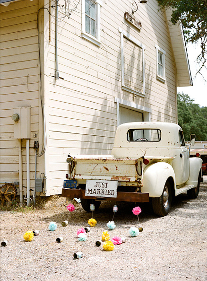 Pom poms make an easy DIY getaway car project