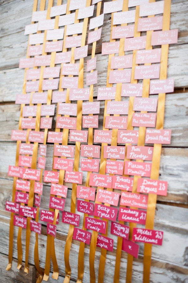 Swooning over these gorgeous pink ombre escort cards!