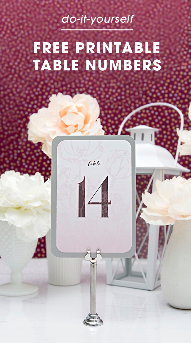 Download and print these pink floral table numbers now for free!