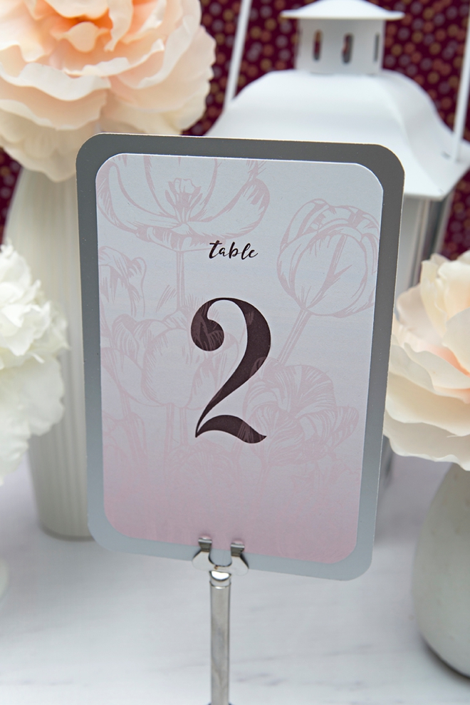 Download and print these pink floral table numbers now for free!