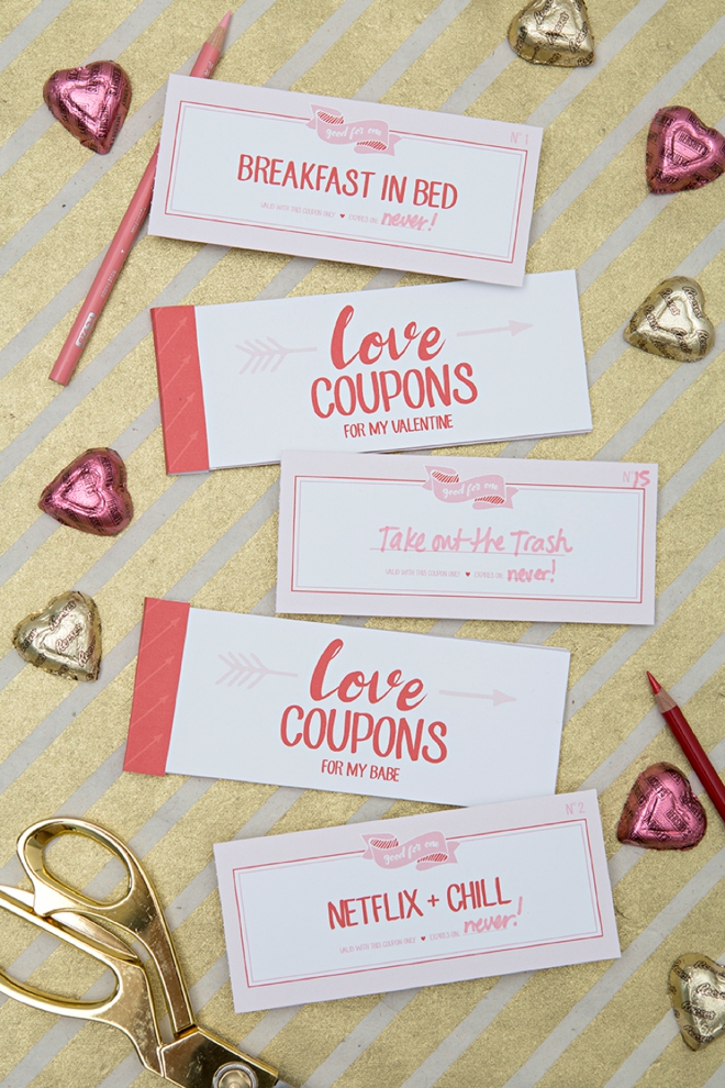 Download, print and make these adorable Love Coupons for your lover this Valentines Day!