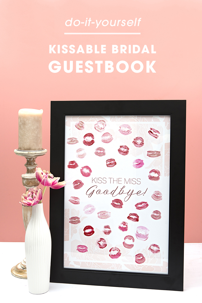 Check out this free, printable Kiss The Miss Goodbye, guestbook idea, so cute!