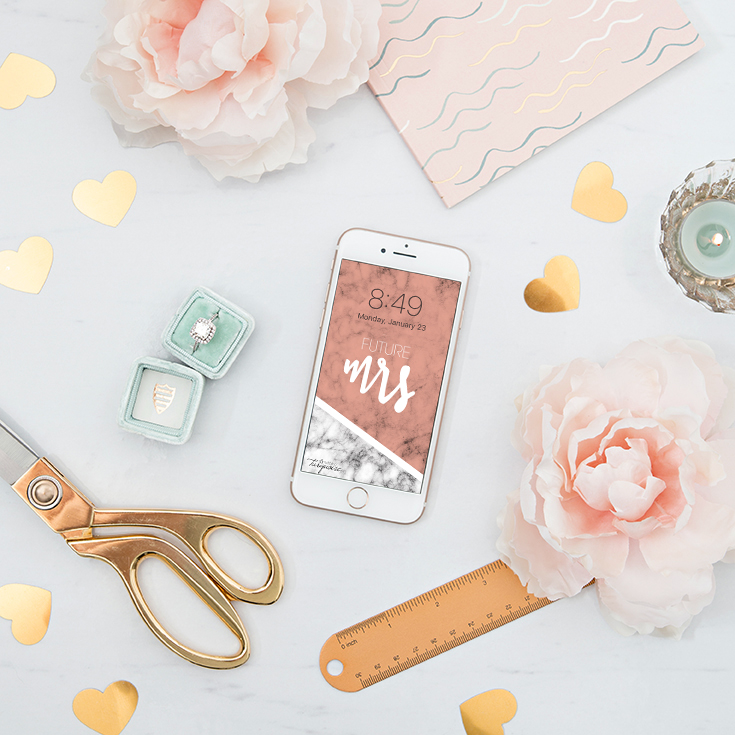 FREE pink, mint, and lavender Future Mrs iPhone wallpapers!