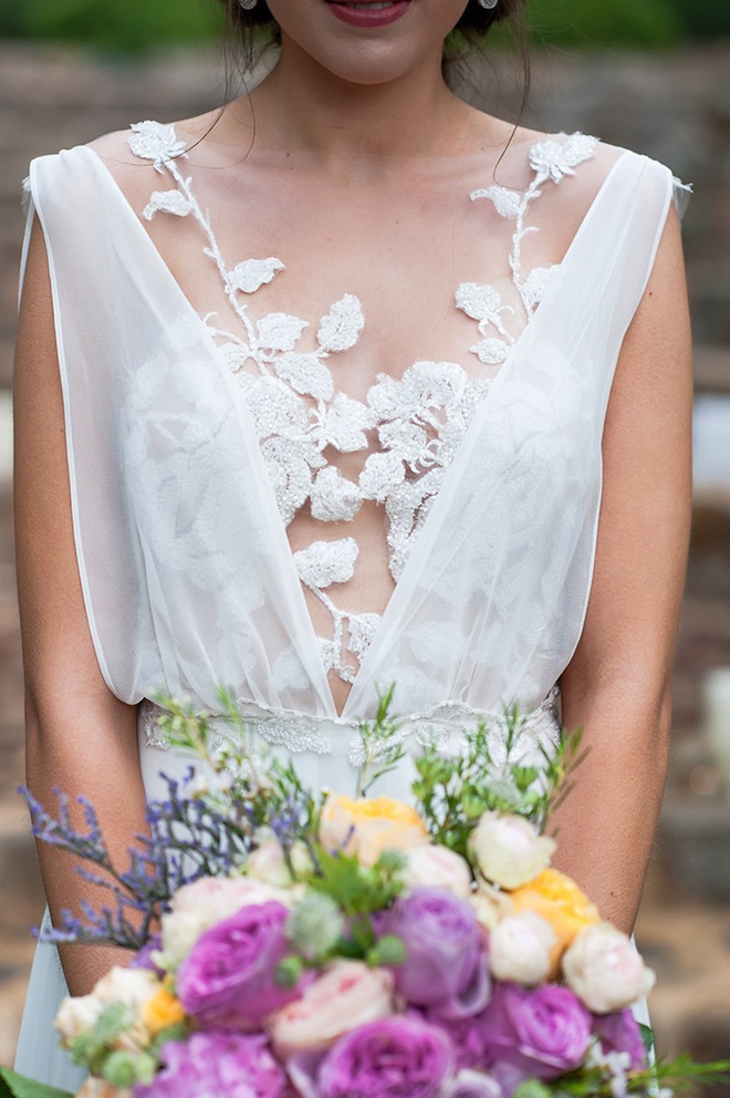 OMG this sheer lace wedding dress is so feminine and a little sexy at the same time. 