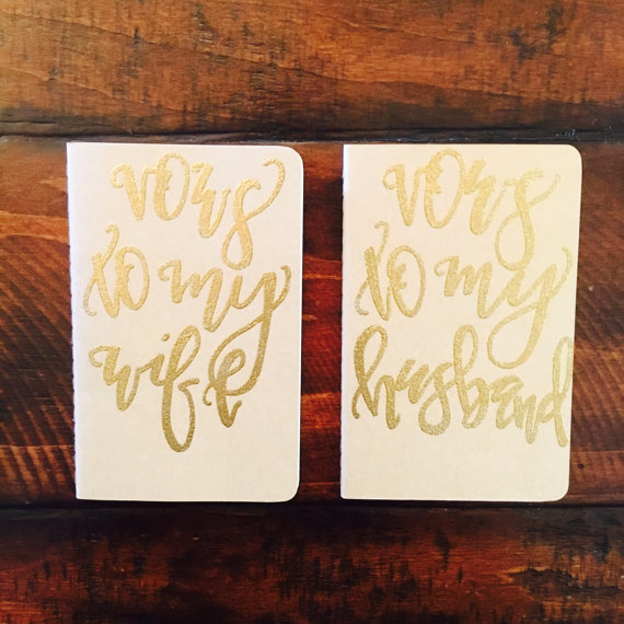 How stunning are these Mr. and Mrs. vow notebooks?!
