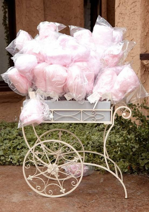 Cotton candy is delicious and makes the perfect blush pink wedding favor!