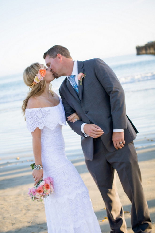 Gorgeous shot of a beachy bride and groom by Stefanie Elizabeth Photography