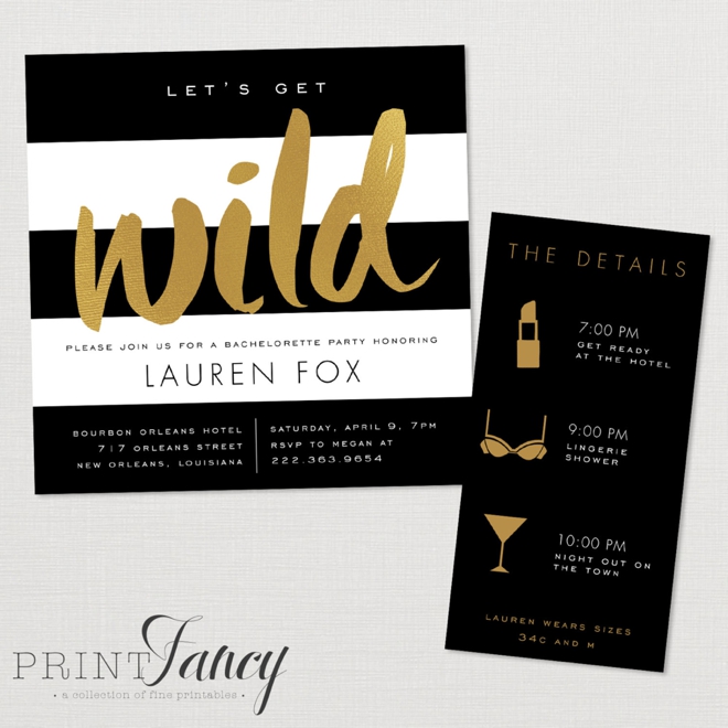 Wild Bachelorette Party Invites by Print Fancy