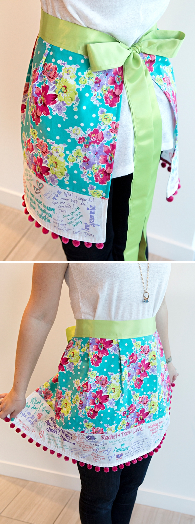 Learn how to sew this simple apron and then have your bridal shower guests sign it for the cutest guest book!