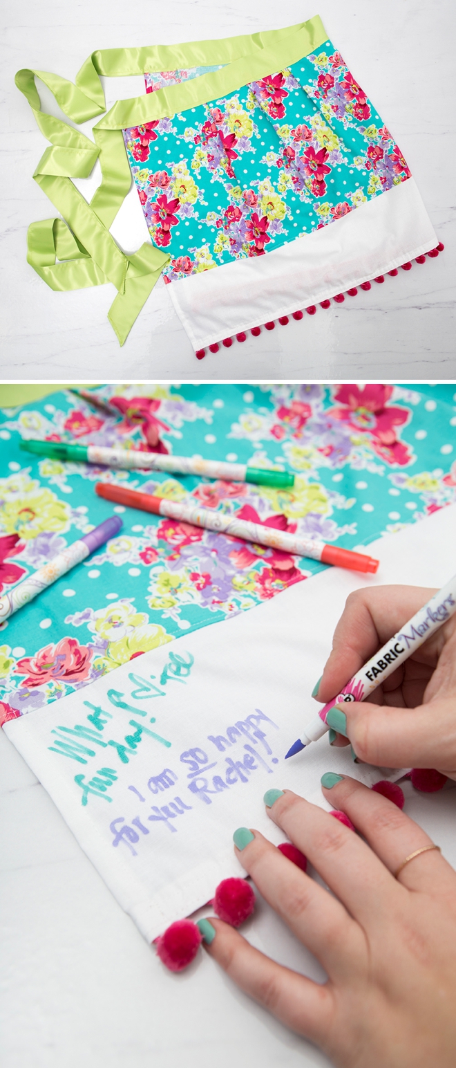 Learn how to sew this simple apron and then have your bridal shower guests sign it for the cutest guest book!