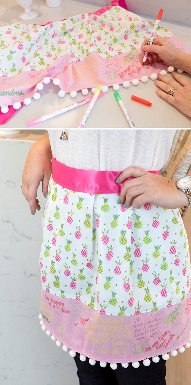 Check out this adorable DIY apron that doubles as a bridal shower guest book!