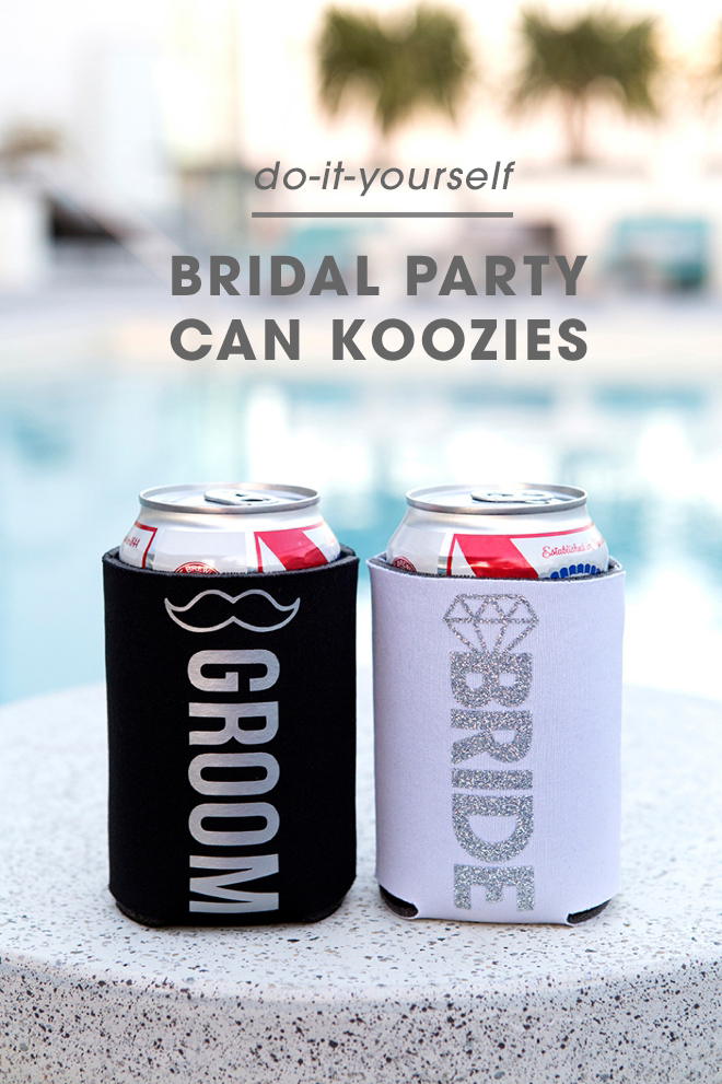 How cute are these DIY bridal party can koozies!?