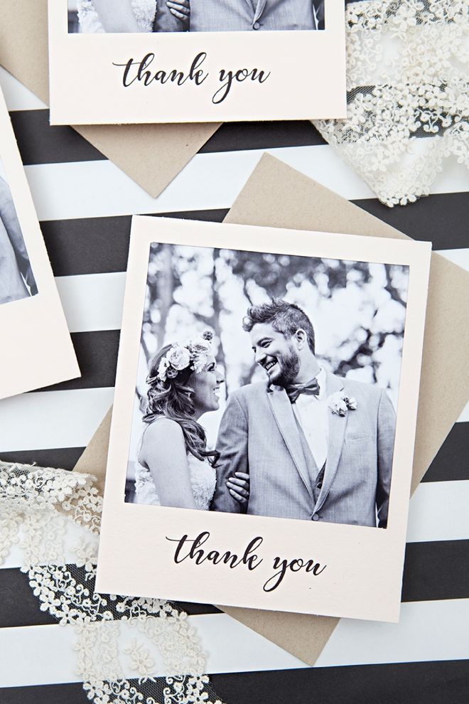 Learn how to print and create your own polaroid style thank you cards!