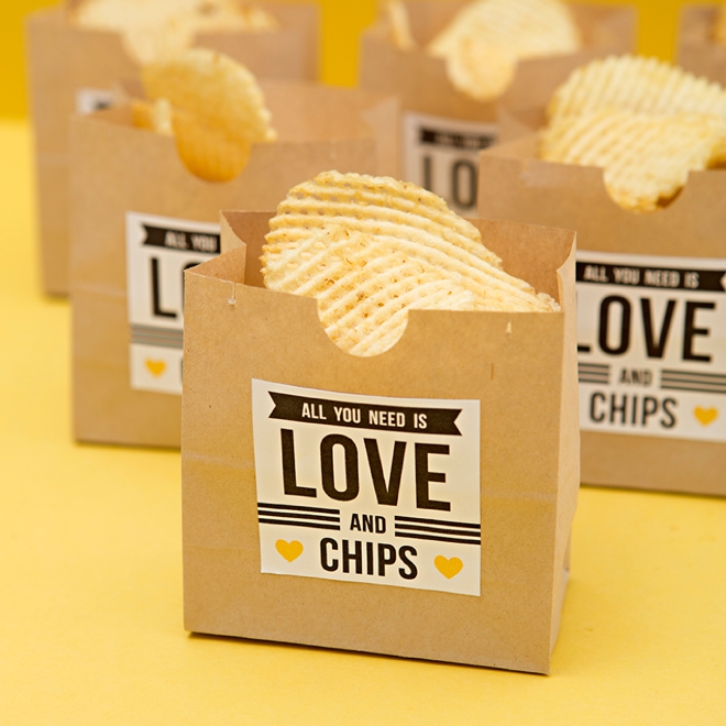 All you need is love and chips... such a cute DIY late night wedding snack idea!