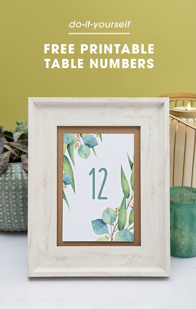 Darling free printable table numbers with a eucalyptus theme!