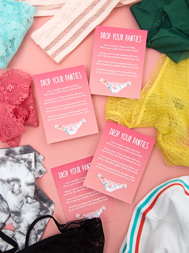 Learn how to make this Drop Your Panties bridal shower game with free printable cards!