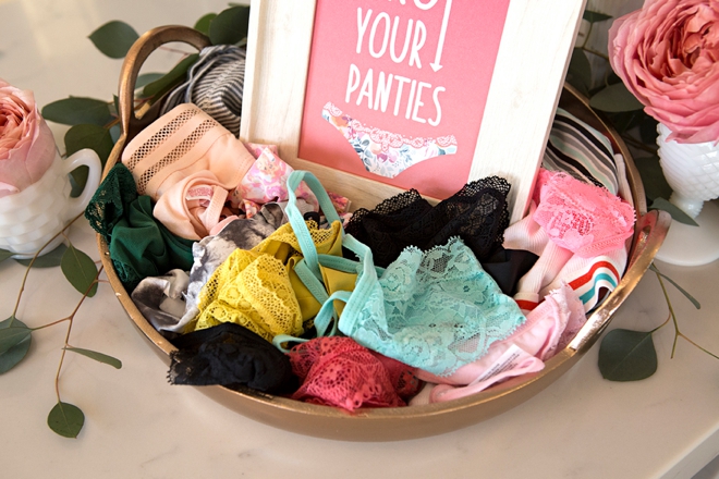 Learn how to make this Drop Your Panties bridal shower game with free printable cards!