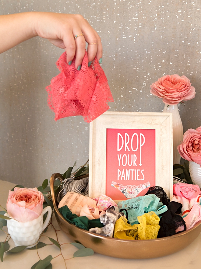 Learn how to make this Drop Your Panties bridal shower game with free printable cards!