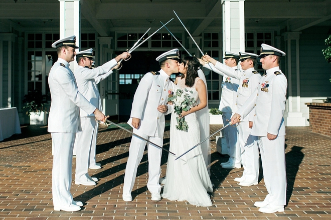 Great shot of the new Mr. and Mrs. with the traditional Military snap!