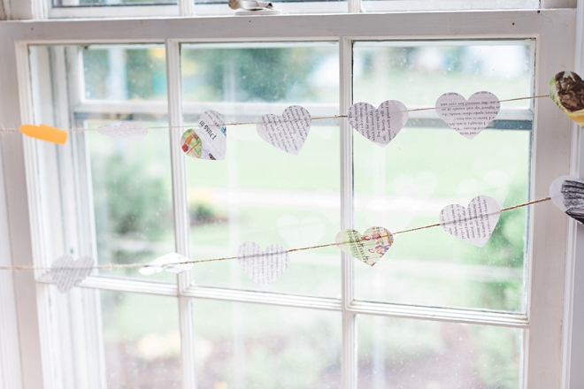 This Bride crafted SO many cute decorations with books! How darling is this heart banner?!