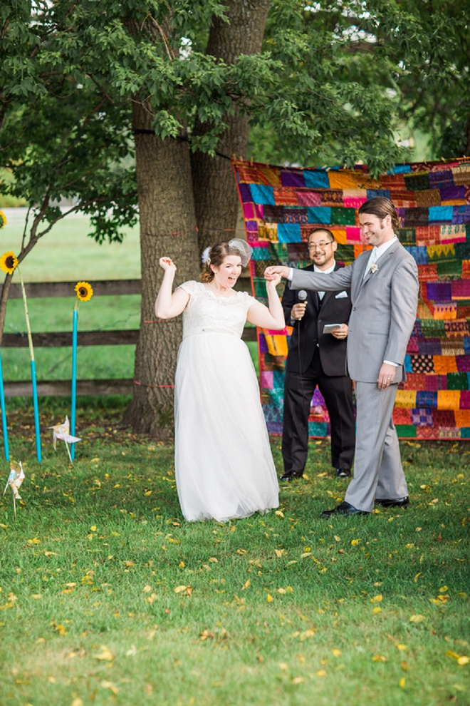 We're crushing on this darling couple and their handmade backyard wedding filled with fun book details!