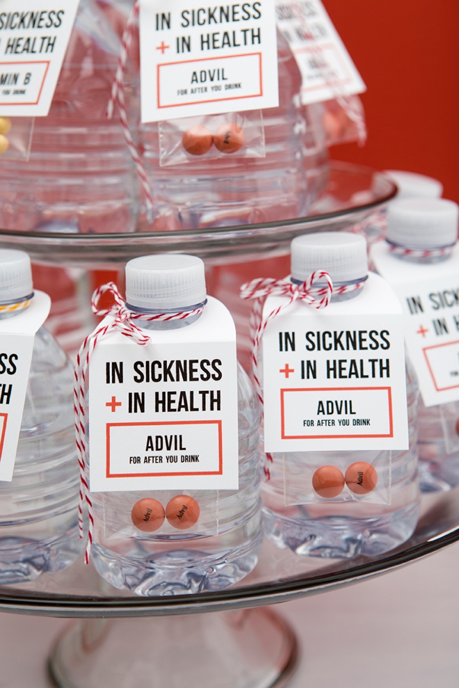 OMG, check out these In Sickness and In Health drinking favors for your wedding!