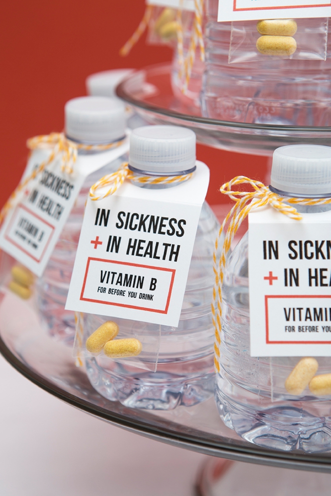 OMG, check out these In Sickness and In Health drinking favors for your wedding!