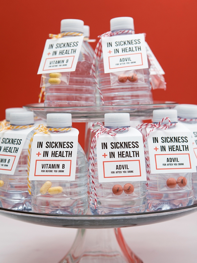 OMG, check out these In Sickness and In Health drinking favors for your wedding!