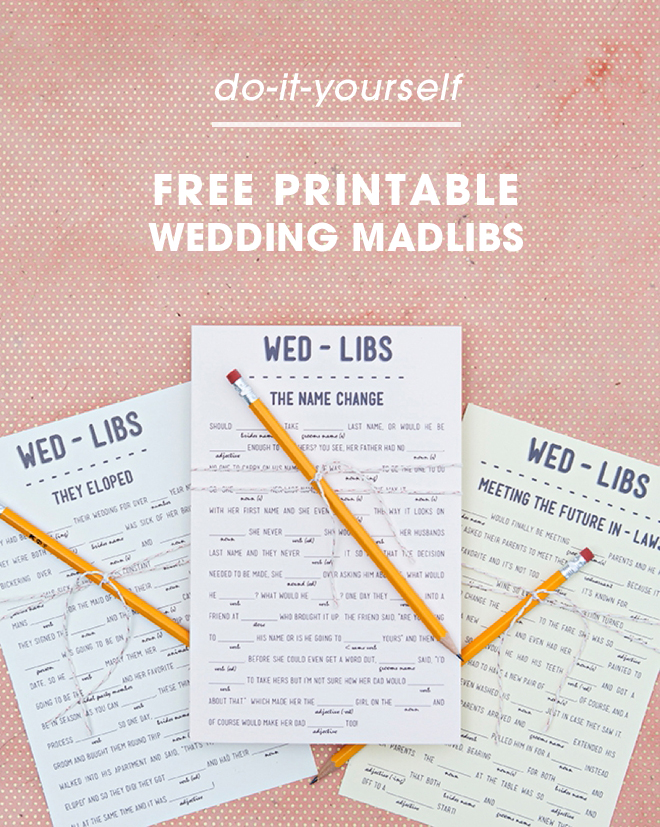 Print Our Funny Wedding Madlibs For FREE, 12 Themes!