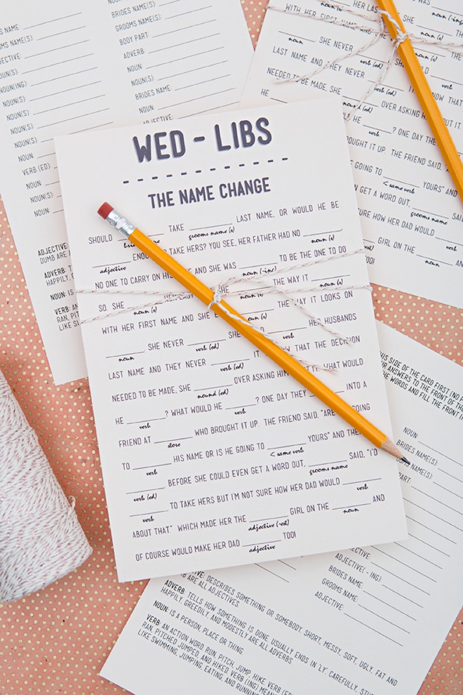 Print Our Funny Wedding Madlibs For FREE, 12 Themes!