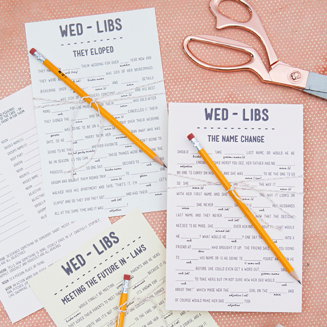 Print Our Funny Wedding Madlibs For FREE, 12 Themes!