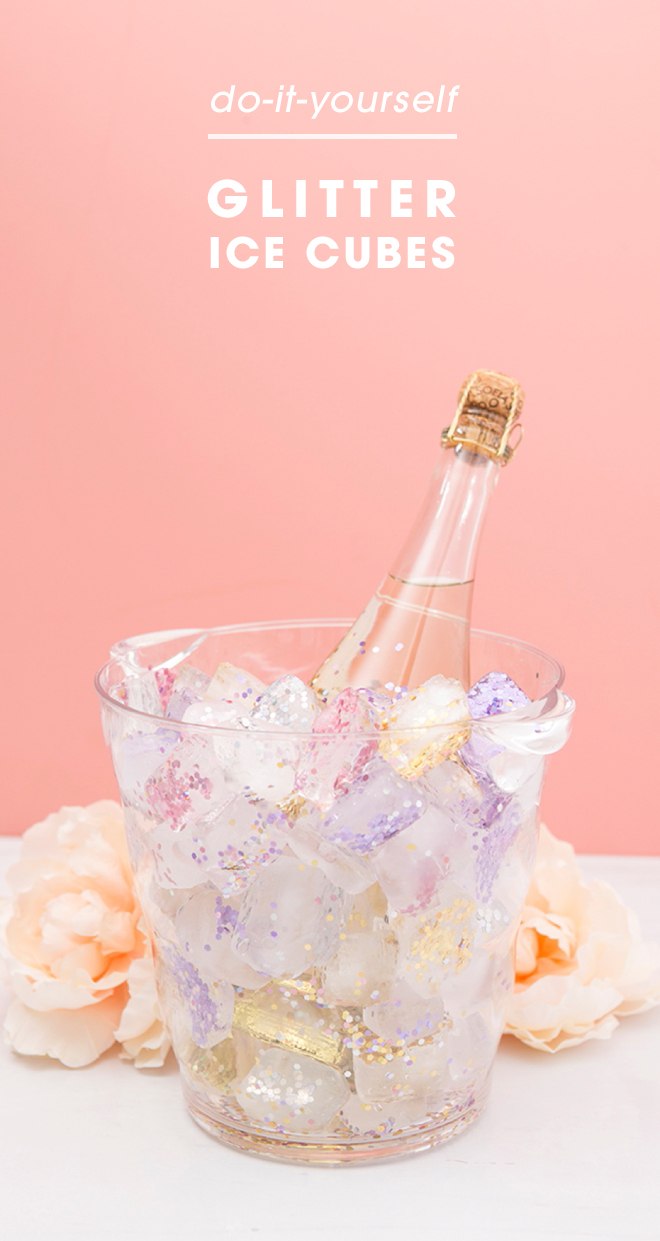 Make your own glitter ice cubes to chill your bridal shower wine with!